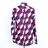Relco London Retro Patterned Shirt - Burgundy/Blue