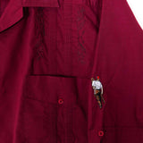 Guayabera Burgundy Shirt - 70's Vintage (XL)