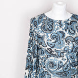 Pop Boutique 60's Paisley Patterned Jersey Dress (Blue)