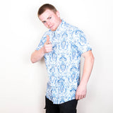 Relco London Short Sleeve Shirt - Blue/White Paisley