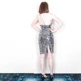 Asymmetric Zebra Print Party Dress - 80's Vintage (Size 8)
