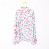 Cape Cod Flowered Pattern White Blouse - 70's Vintage (Size 8)